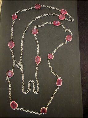 jcpenney Silver-Tone Necklace with Pink Faceted Stones